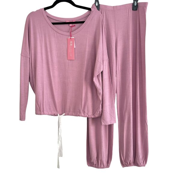 Hale Bob Pink Modal/Spandex Long Sleeve Pajama PJ Set Size Large NEW - Picture 1 of 4